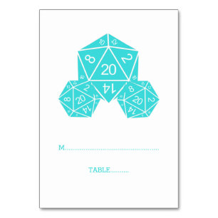 Aqua D20 Dice Place Card