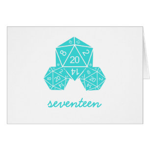 Aqua D20 Dice Table Number Card