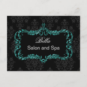 aqua damask gold business ThankYou Cards