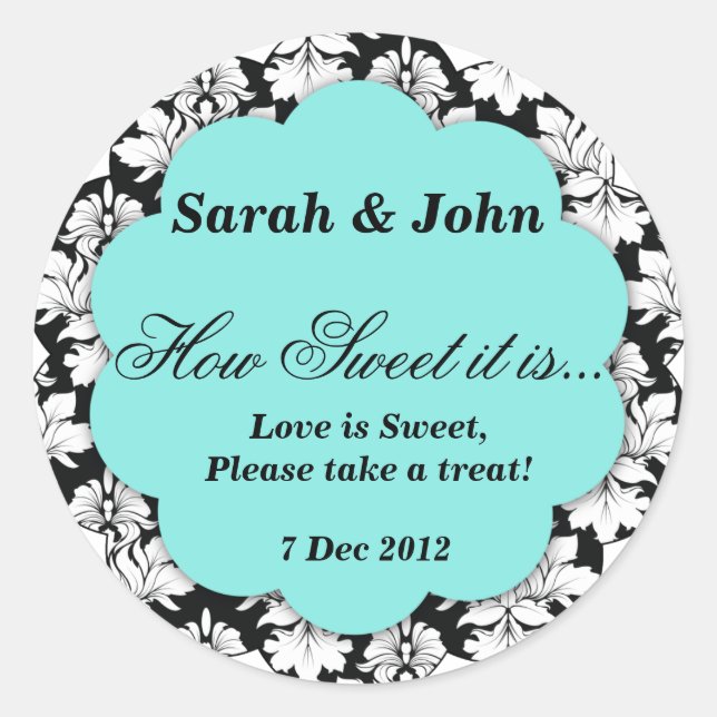 Aqua damask How Sweet it is Sticker (Front)