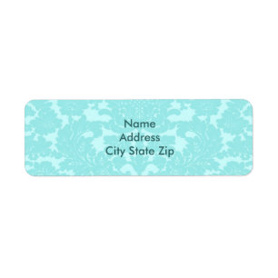 Aqua Damask Return Address Label
