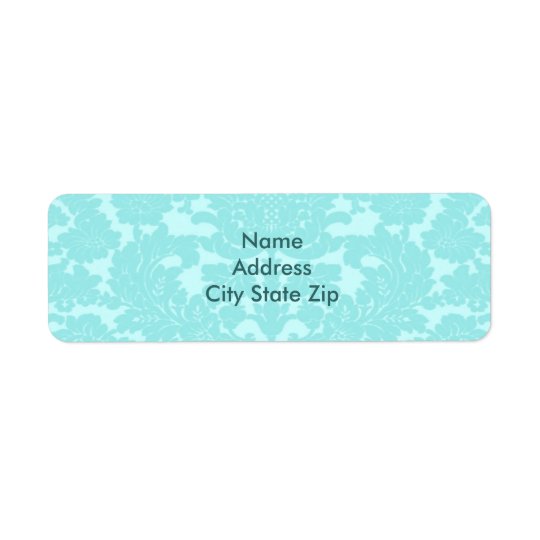 Aqua Damask Return Address Label