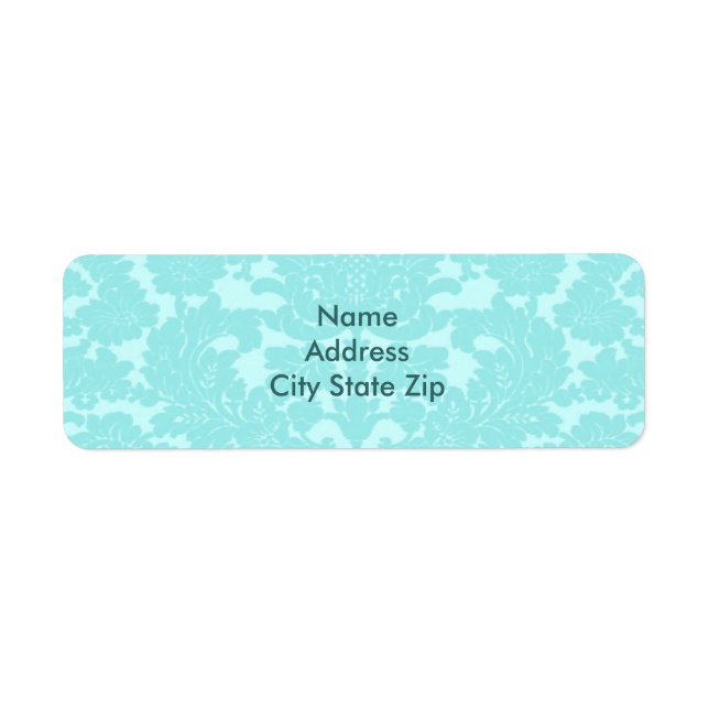 Aqua Damask Return Address Label (Front)
