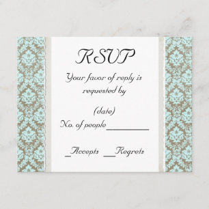 Aqua Damask RSVP Card Template
