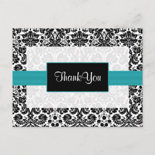 aqua damask ThankYou Cards