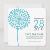 Aqua Dandelion Save the Date Announcements
