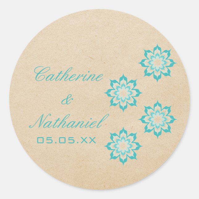 Aqua Daring Floral Blooms Stickers (Front)