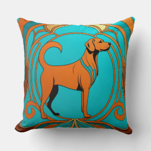 Aqua Deco Orange Dog Cushion