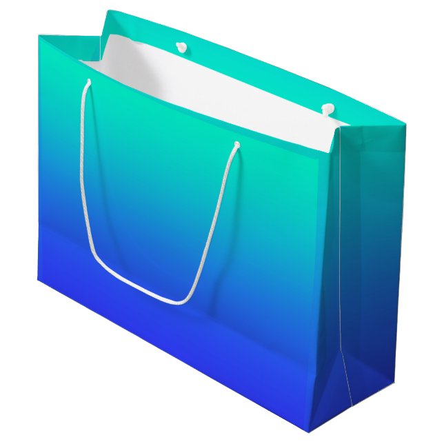 Aqua Deep Blue Gradient  Large Gift Bag (Front Angled)