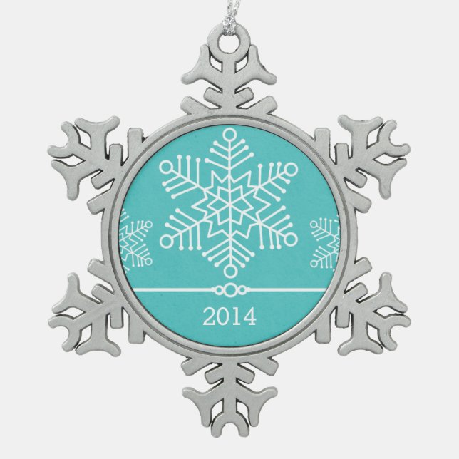 Aqua Delicate Snowflakes Holiday Ornament (Front)