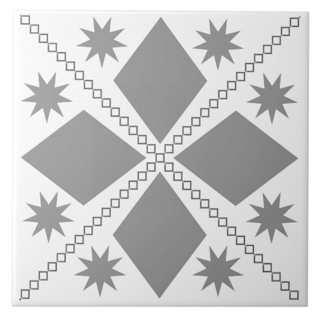 Aqua Diamond Fun | Black & White Filter |  Ceramic Tile (Front)