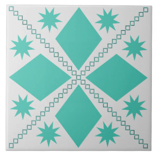 Aqua Diamond Fun Gray Background Ceramic Tile