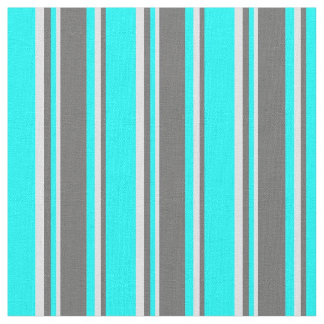 Aqua, Dim Grey & Lavender Stripes Pattern Fabric (Close Up)