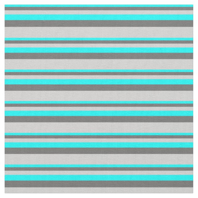 Aqua, Dim Grey & Light Grey Coloured Stripes Fabric (Close Up)