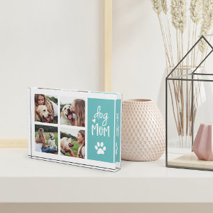 Aqua   Dog Mum Pawprint Collage Photo Block