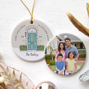 Aqua Door First Christmas in Our New Home Ceramic Ornament