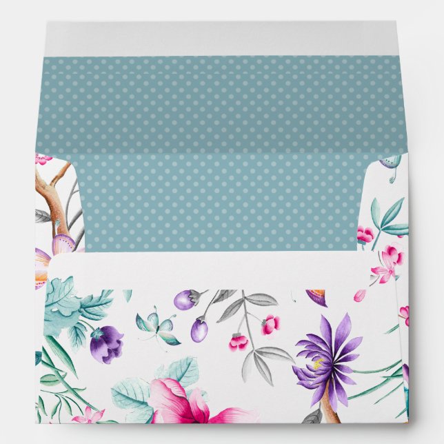 Aqua Dotted | Chinoiserie and Butterflies Envelope (Back (Bottom))