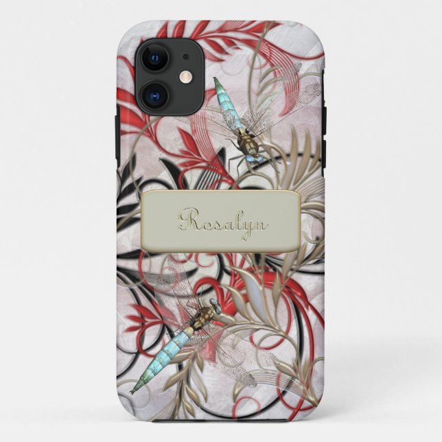 Aqua Dragonflies, Flourish w/ Colour Changing base Case-Mate iPhone Case (Back)