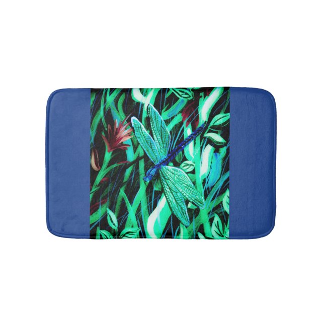 Aqua Dragonfly Bath Mat (Front)