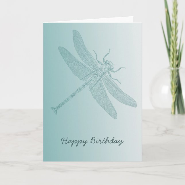 aqua dragonfly chic white stylish card (Front)