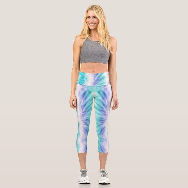 Aqua Dream Tie-Dye Leggings (Front)