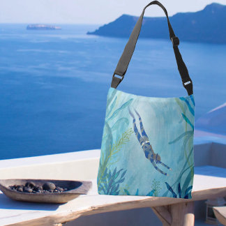 Aqua Dreams. Diving, Snorkelling, Under the Sea Crossbody Bag