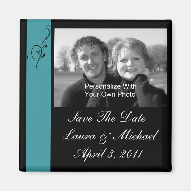 Aqua Elegance Wedding Magnets (Front)