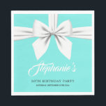Aqua Elegant Fancy Tiffany Birthday Tableware Napkin<br><div class="desc">This aqua blue Tiffany theme birthday party napkins set is perfect for any woman, girl or teen who has everything. Use the products in this collection for birthday party, promotional event, sweet sixteen, anniversary, bridal shower, breakfast at an elegant restaurant or any milestone party with a luxury aesthetic. Teal blue,...</div>