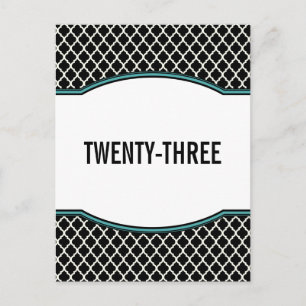 Aqua Elegant Quatrefoil Table Number Postcard