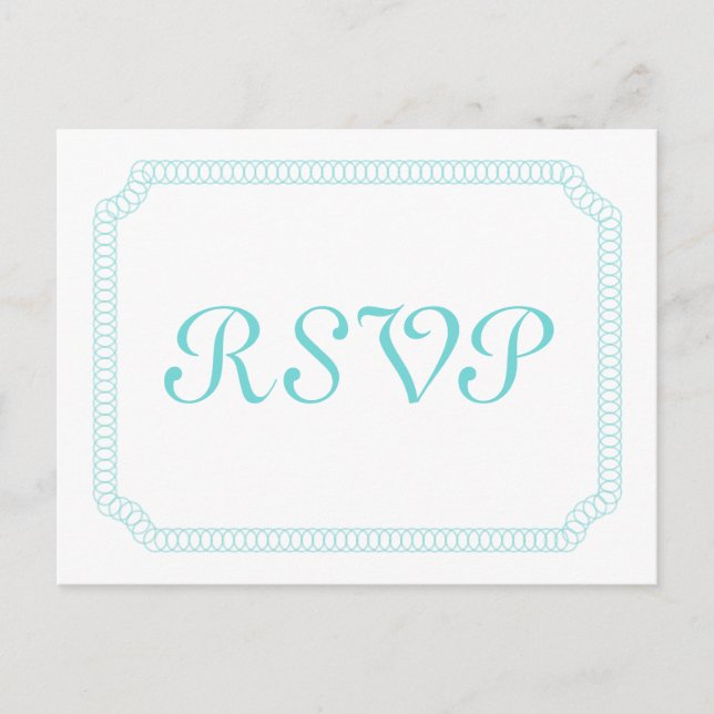 Aqua Encircled Ticket RSVP Postcard (Front)