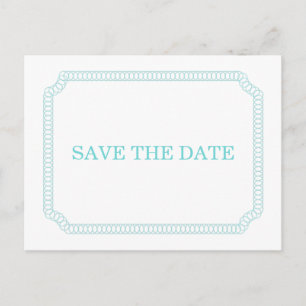 Aqua Encircled Ticket Save the Date Postcard