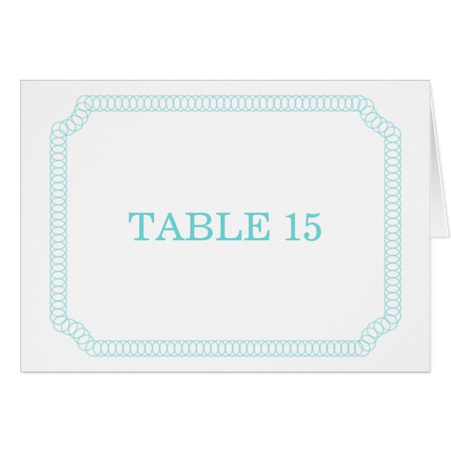 Aqua Encircled Ticket Table Number Card (Front Horizontal)