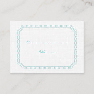 Aqua Encircled Ticket Wedding Place Card