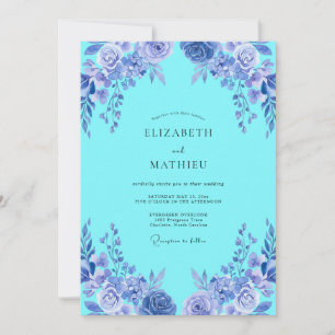 Aqua Ethereal Bloom Wedding Invitation