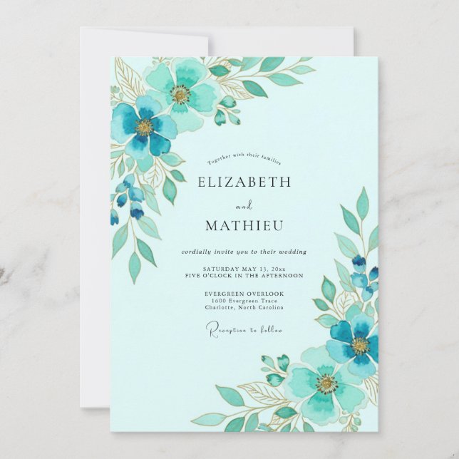 Aqua Ethereal Spring Wedding Invitation (Front)