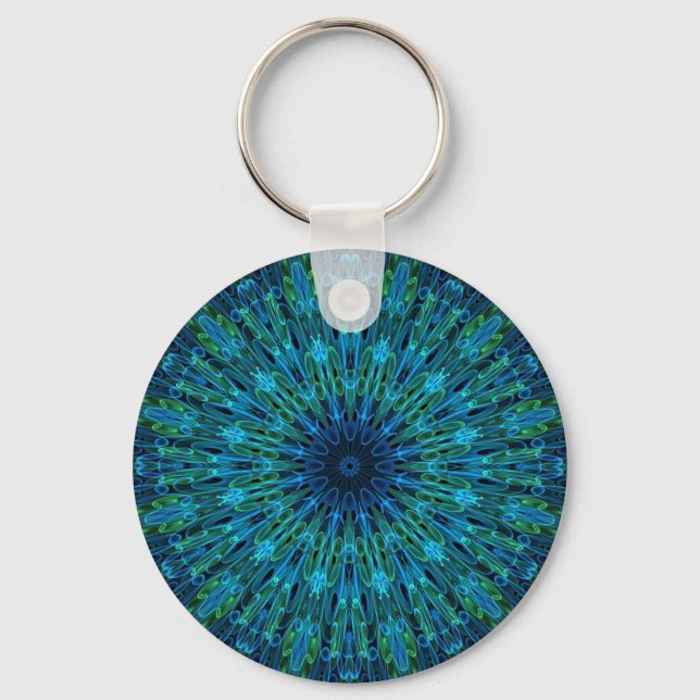 Aqua Explosion Kaleidoscope Key Ring (Front)