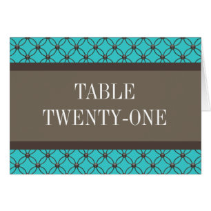 Aqua Fancy Lattice Table Number Card