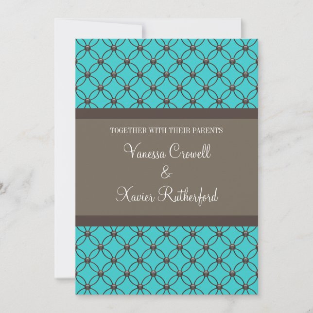 Aqua Fancy Lattice Wedding Invitation (Front)