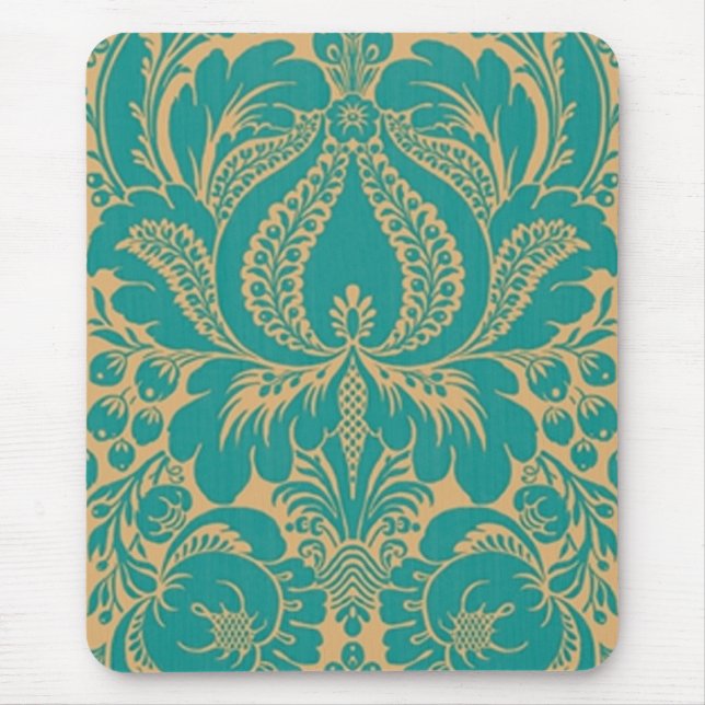Aqua Fantasy Floral Mouse Pad (Front)