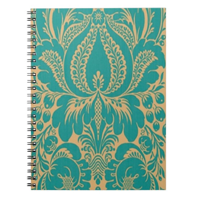Aqua Fantasy Floral Spiral Notebook (Front)