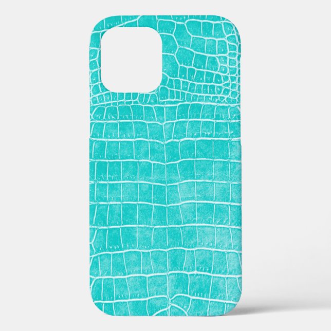 Aqua Faux Crocodile Leather Case-Mate iPhone Case (Back)