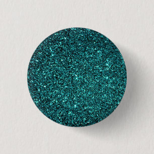 Aqua Faux Glitter 3 Cm Round Badge