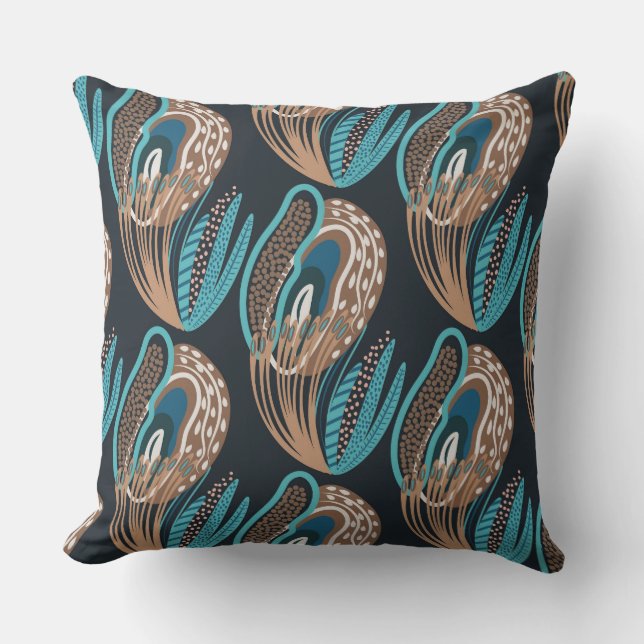 Aqua Feather Decorative Pillow (Front)