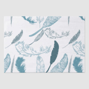 Aqua Feathers Tissue Paper