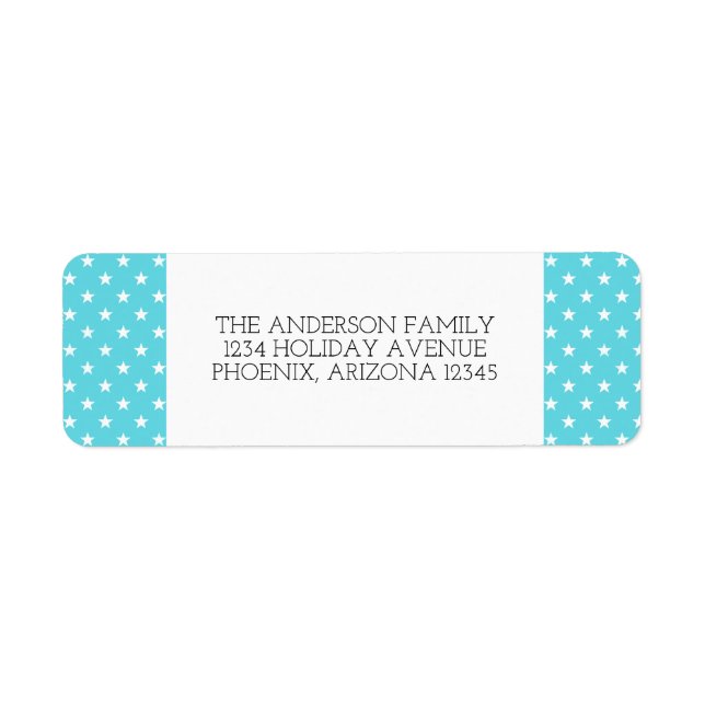Aqua Festive Stars Holiday Address Labels (Front)