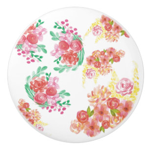 Aqua fleur ceramic knob