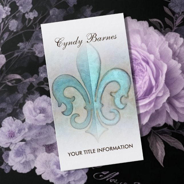 Aqua Fleur de Lis Business Card (Creator Uploaded)