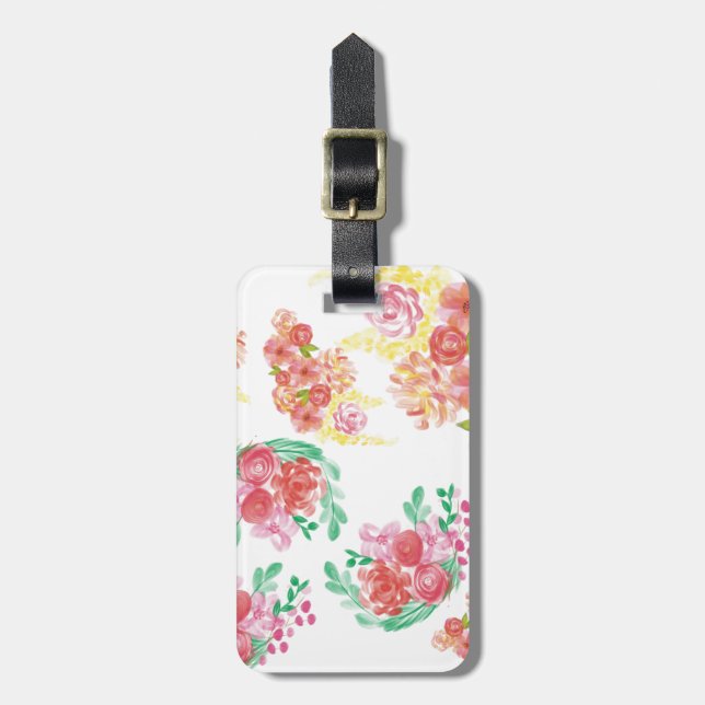 Aqua fleur luggage tag (Front Vertical)