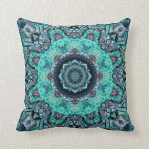 Aqua Floral Abstract Cushion