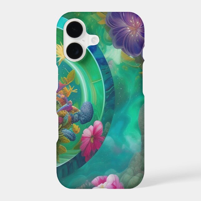 Aqua Floral Abstract underwater Garden  iPhone Case (Back)